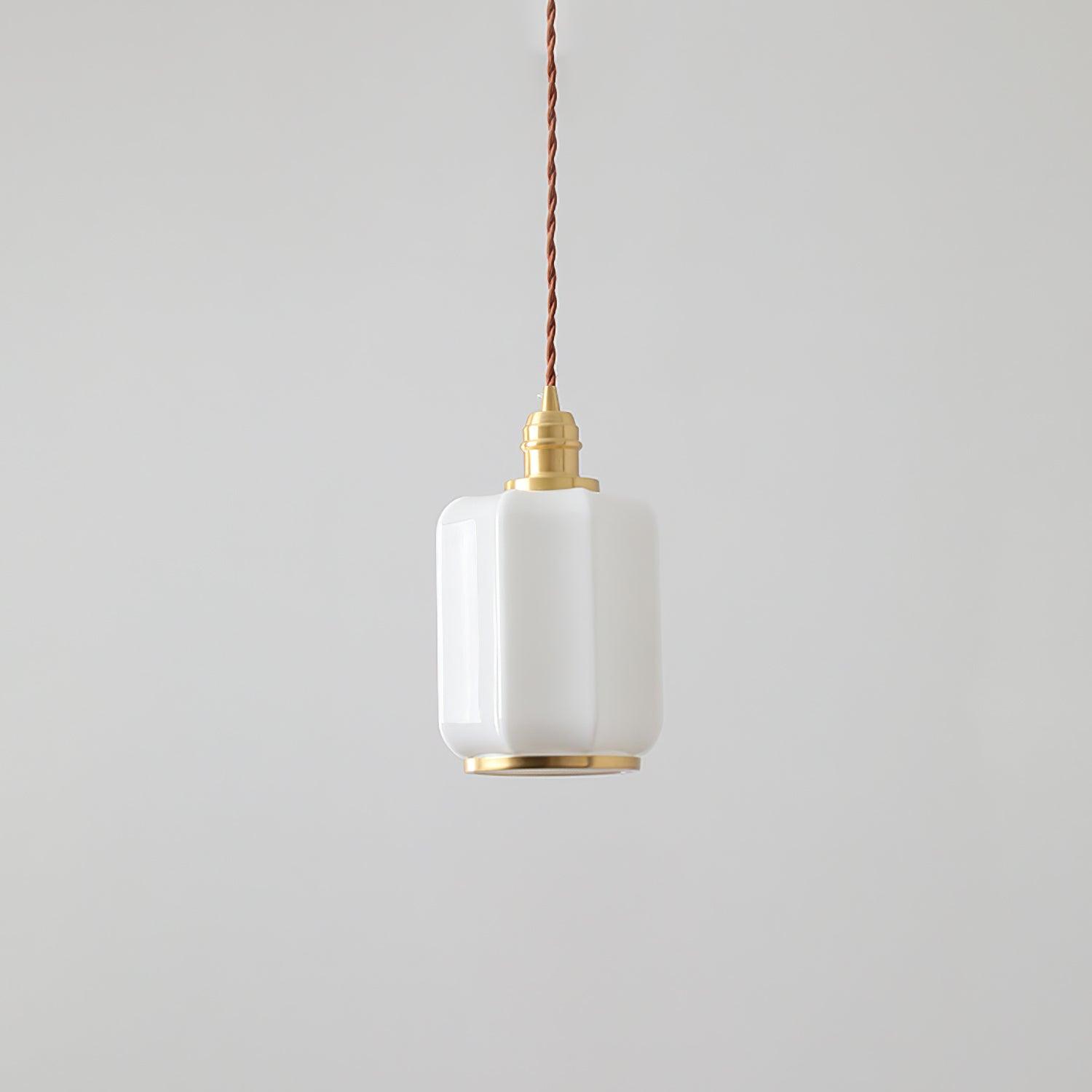 Modern Brass Funnel Pendant Light with White Glass Shade for Indoor Ceiling Lighting