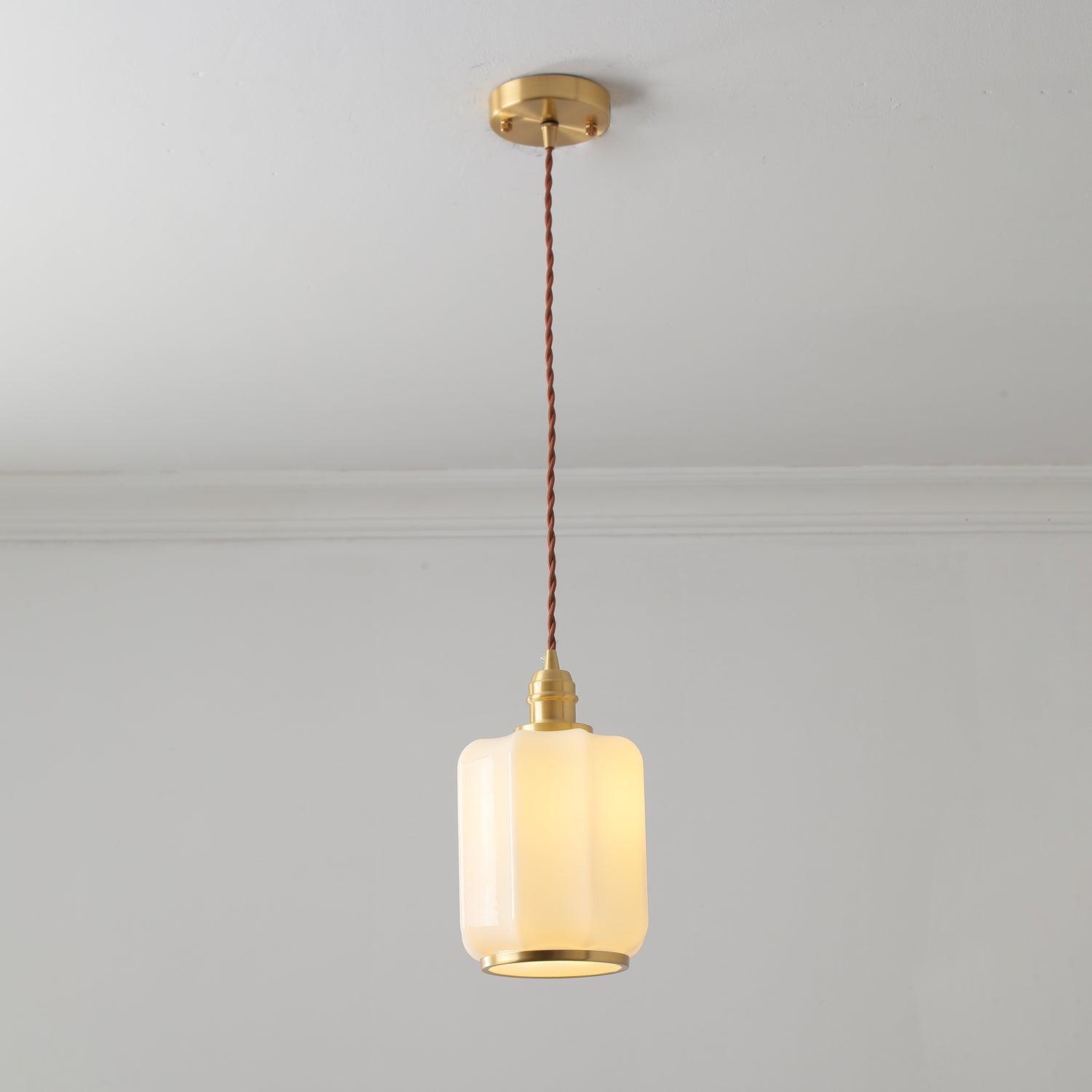 Modern Brass Funnel Pendant Light with White Glass Shade for Indoor Ceiling Lighting