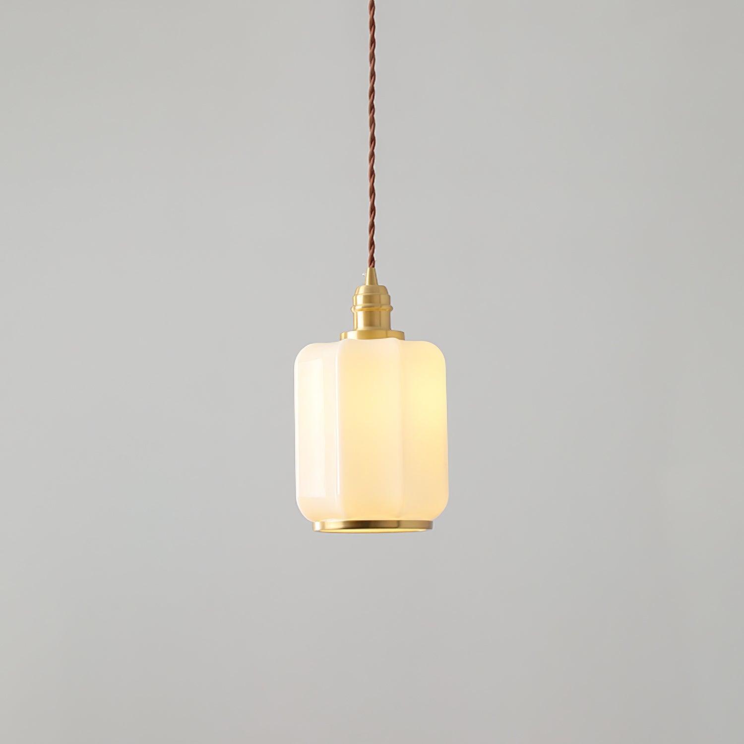 Modern Brass Funnel Pendant Light with White Glass Shade for Indoor Ceiling Lighting