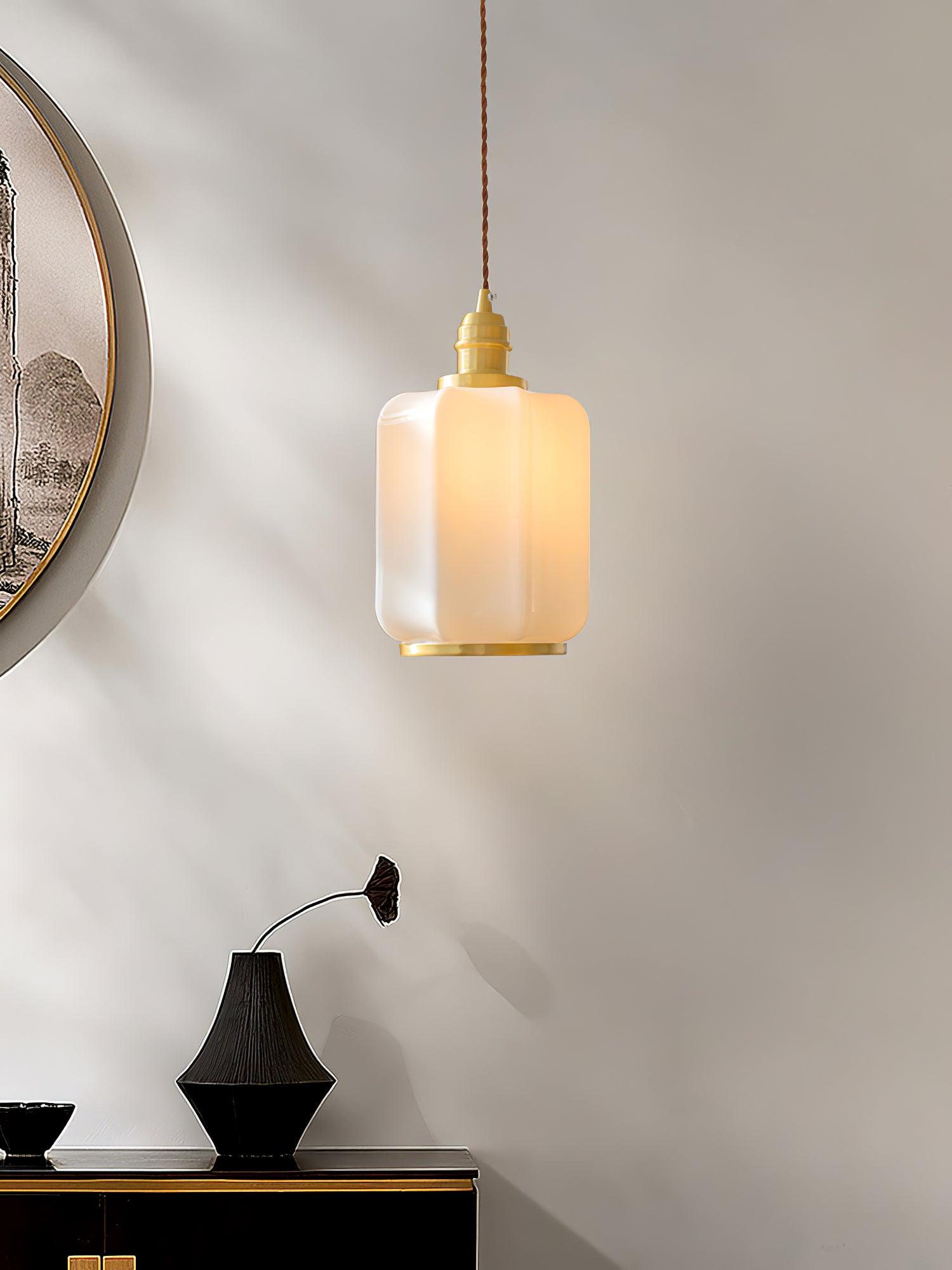 Modern Brass Funnel Pendant Light with White Glass Shade for Indoor Ceiling Lighting