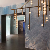 Modern Brass Glass Drop Chandelier Multi Head Pendant Lighting for Luxury Living