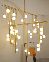 Modern Brass Glass Drop Chandelier Multi Head Pendant Lighting for Luxury Living