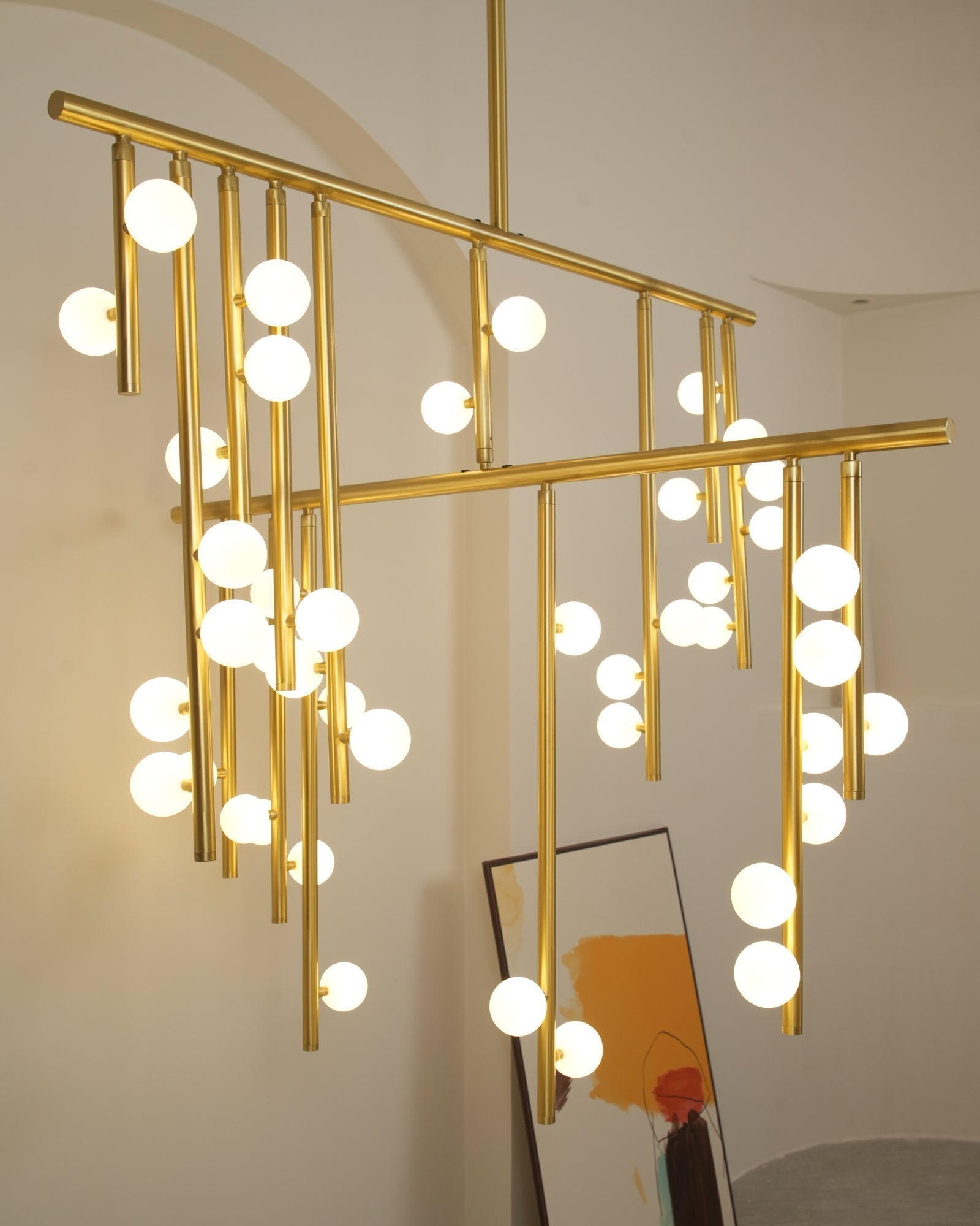 Modern Brass Glass Drop Chandelier Multi Head Pendant Lighting for Luxury Living