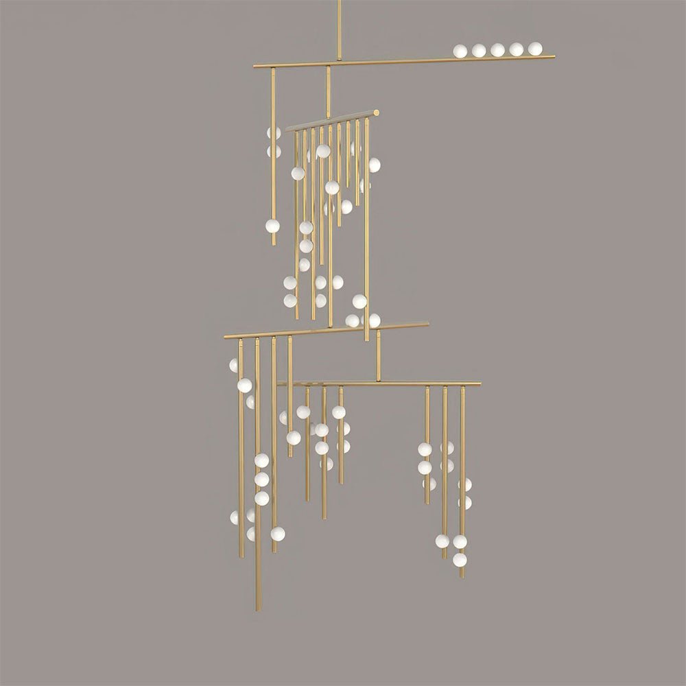 Modern Brass Glass Drop Chandelier Multi Head Pendant Lighting for Luxury Living