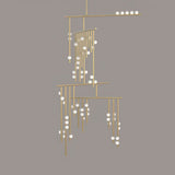 Modern Brass Glass Drop Chandelier Multi Head Pendant Lighting for Luxury Living