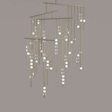 Modern Brass Glass Drop Chandelier Multi Head Pendant Lighting for Luxury Living