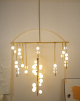 Modern Brass Glass Drop Chandelier Multi Head Pendant Lighting for Luxury Living