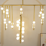 Modern Brass Glass Drop Chandelier Multi Head Pendant Lighting for Luxury Living