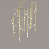 Modern Brass Glass Drop Chandelier Multi Head Pendant Lighting for Luxury Living