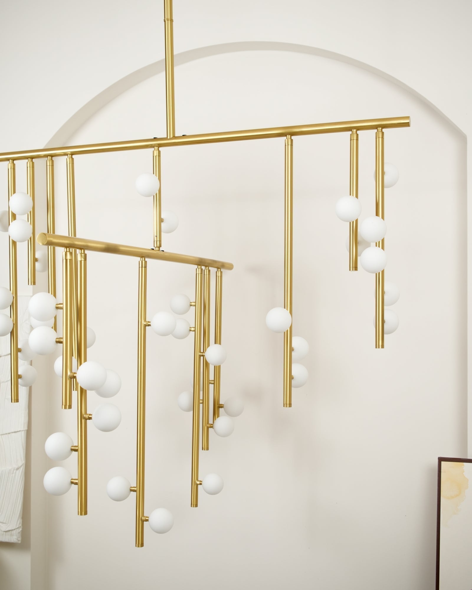 Modern Brass Glass Drop Chandelier Multi Head Pendant Lighting for Luxury Living