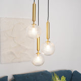 Modern Brass Glass Globe Pendant Light with Mouth Blown Spheres Nordic Chandelier