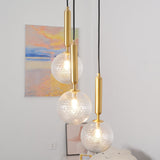 Modern Brass Glass Globe Pendant Light with Mouth Blown Spheres Nordic Chandelier