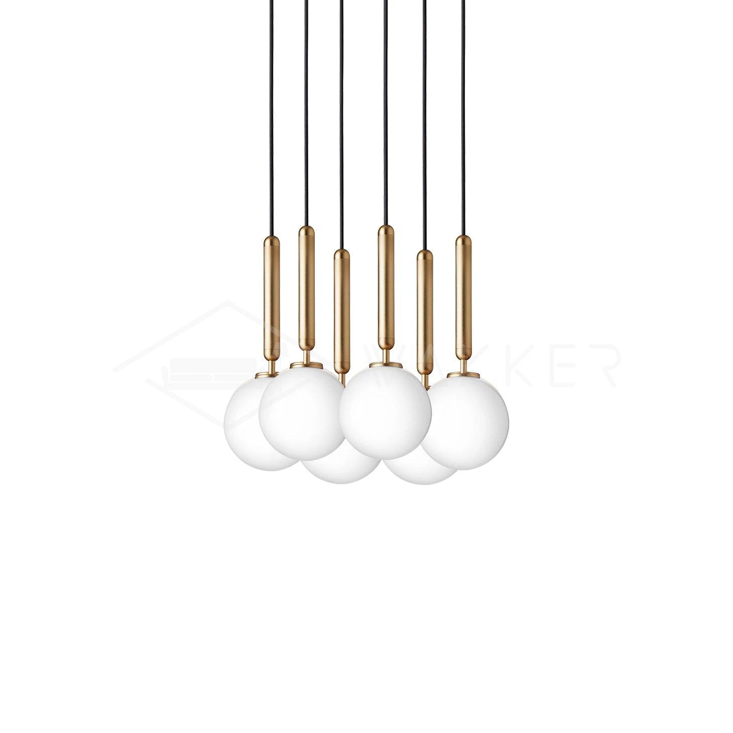 Modern Brass Glass Globe Pendant Light with Mouth Blown Spheres Nordic Chandelier