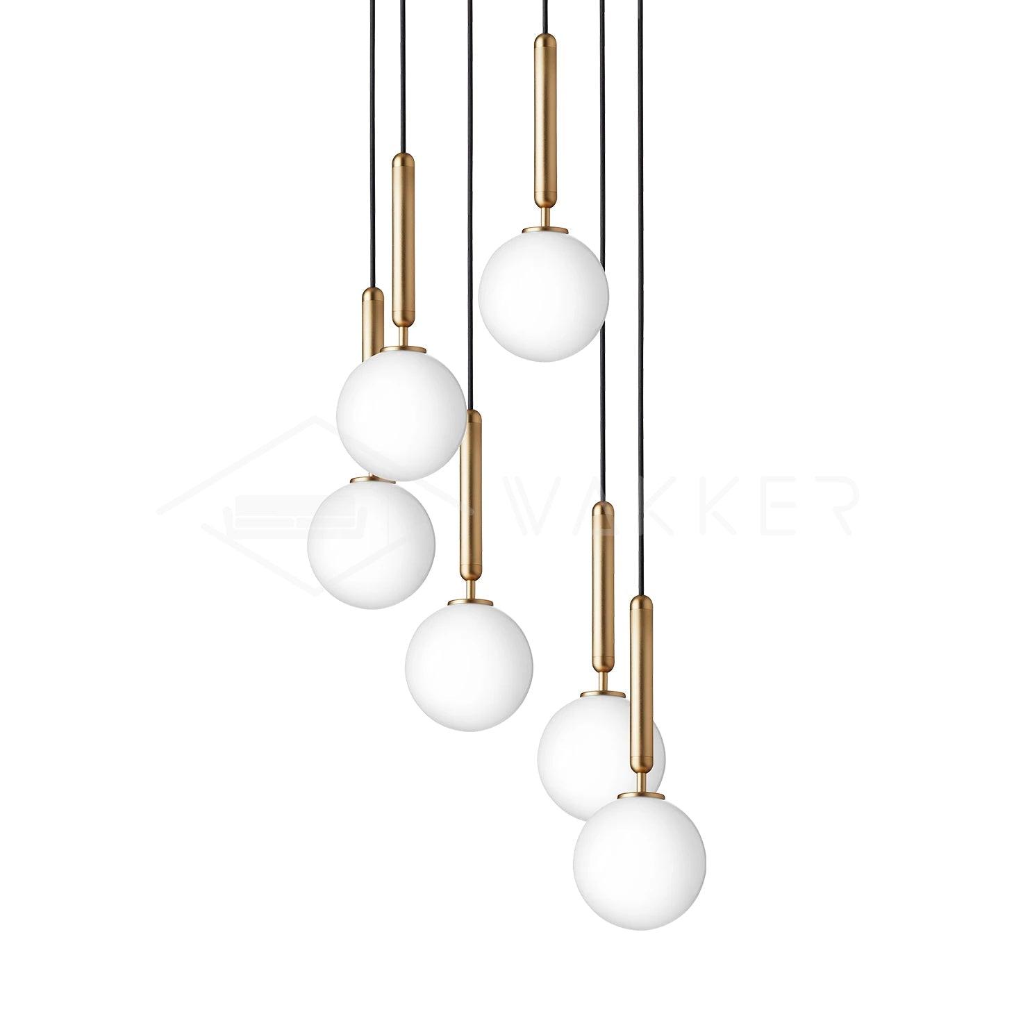 Modern Brass Glass Globe Pendant Light with Mouth Blown Spheres Nordic Chandelier