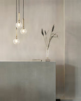 Modern Brass Glass Globe Pendant Light with Mouth Blown Spheres Nordic Chandelier