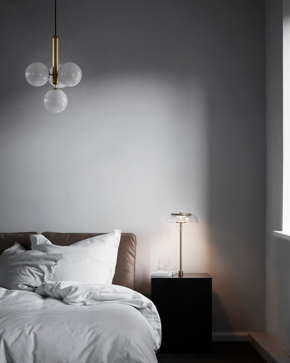 Modern Brass Glass Globe Pendant Light with Mouth Blown Spheres Nordic Chandelier