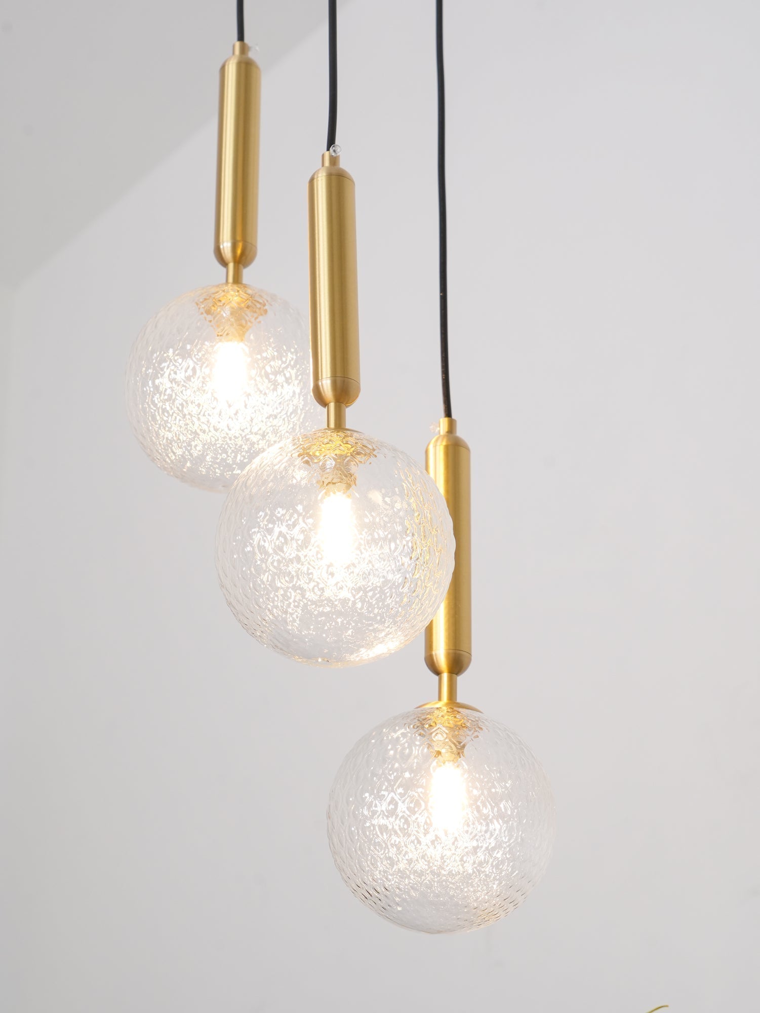 Modern Brass Glass Globe Pendant Light with Mouth Blown Spheres Nordic Chandelier