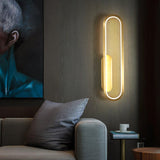 Modern Brass LED Oval Wall Sconce Set for Luxury Indoor Lighting Decor