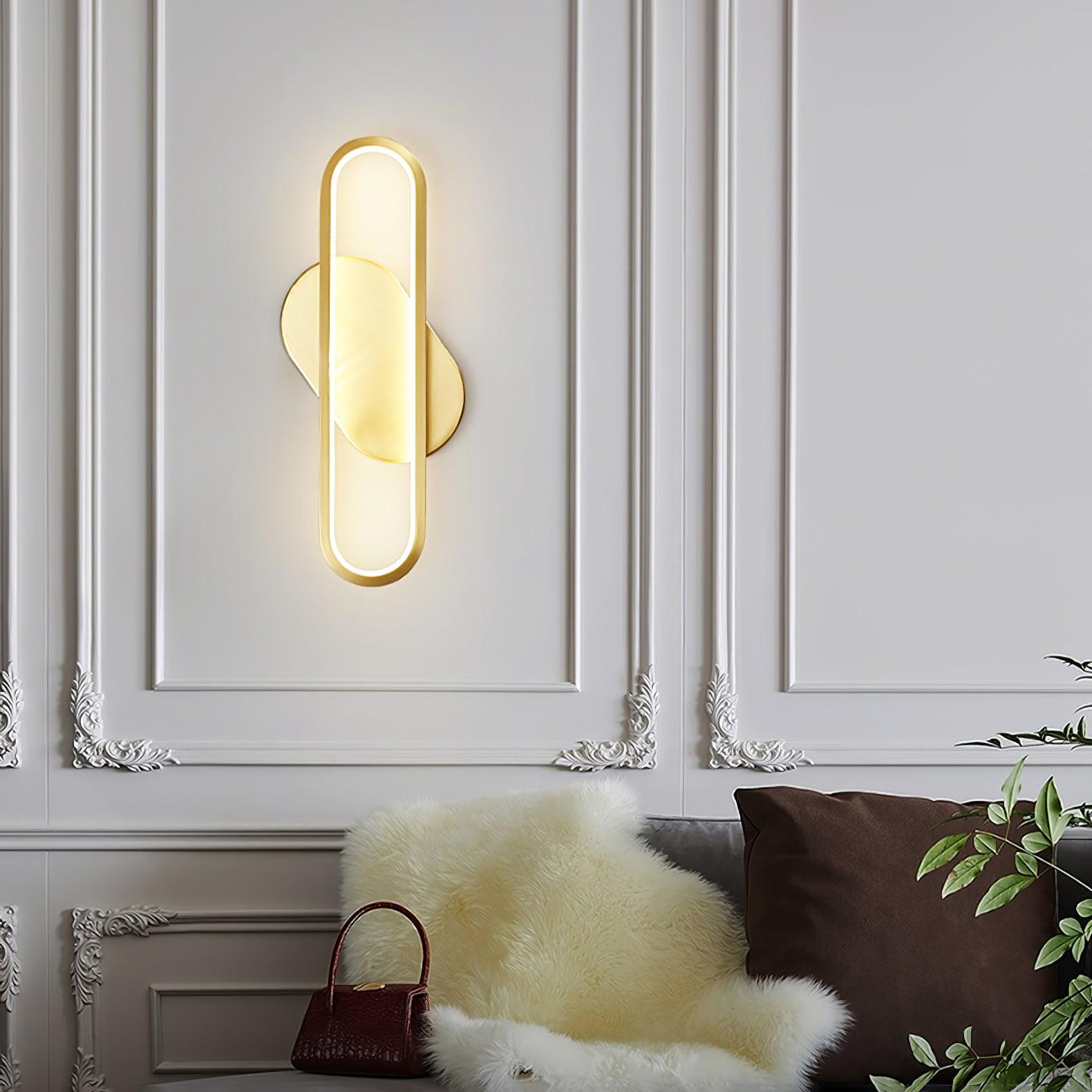 Modern Brass LED Oval Wall Sconce Set for Luxury Indoor Lighting Decor