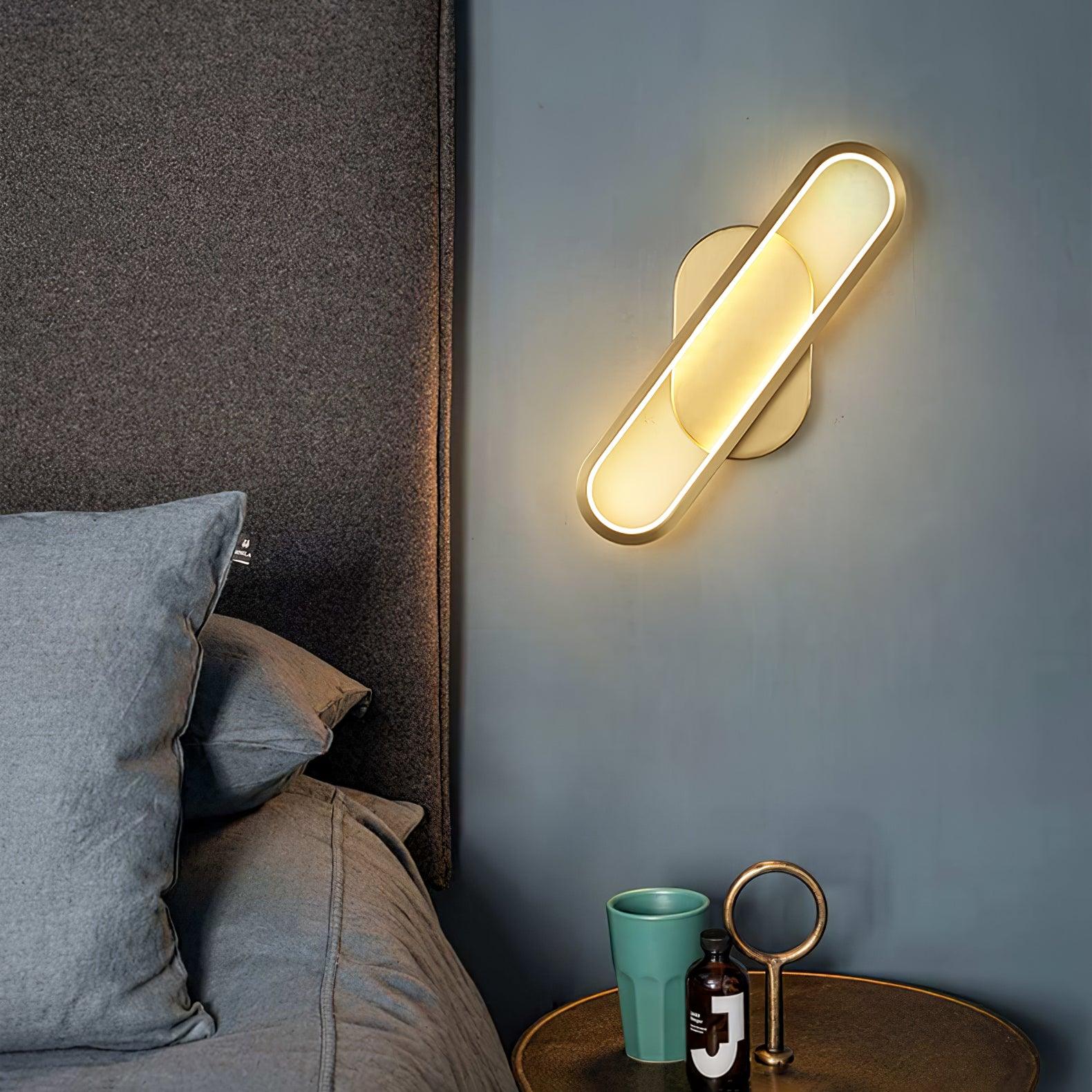 Modern Brass LED Oval Wall Sconce Set for Luxury Indoor Lighting Decor