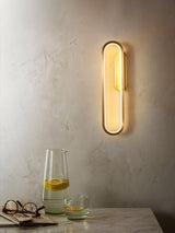 Modern Brass LED Oval Wall Sconce Set for Luxury Indoor Lighting Decor