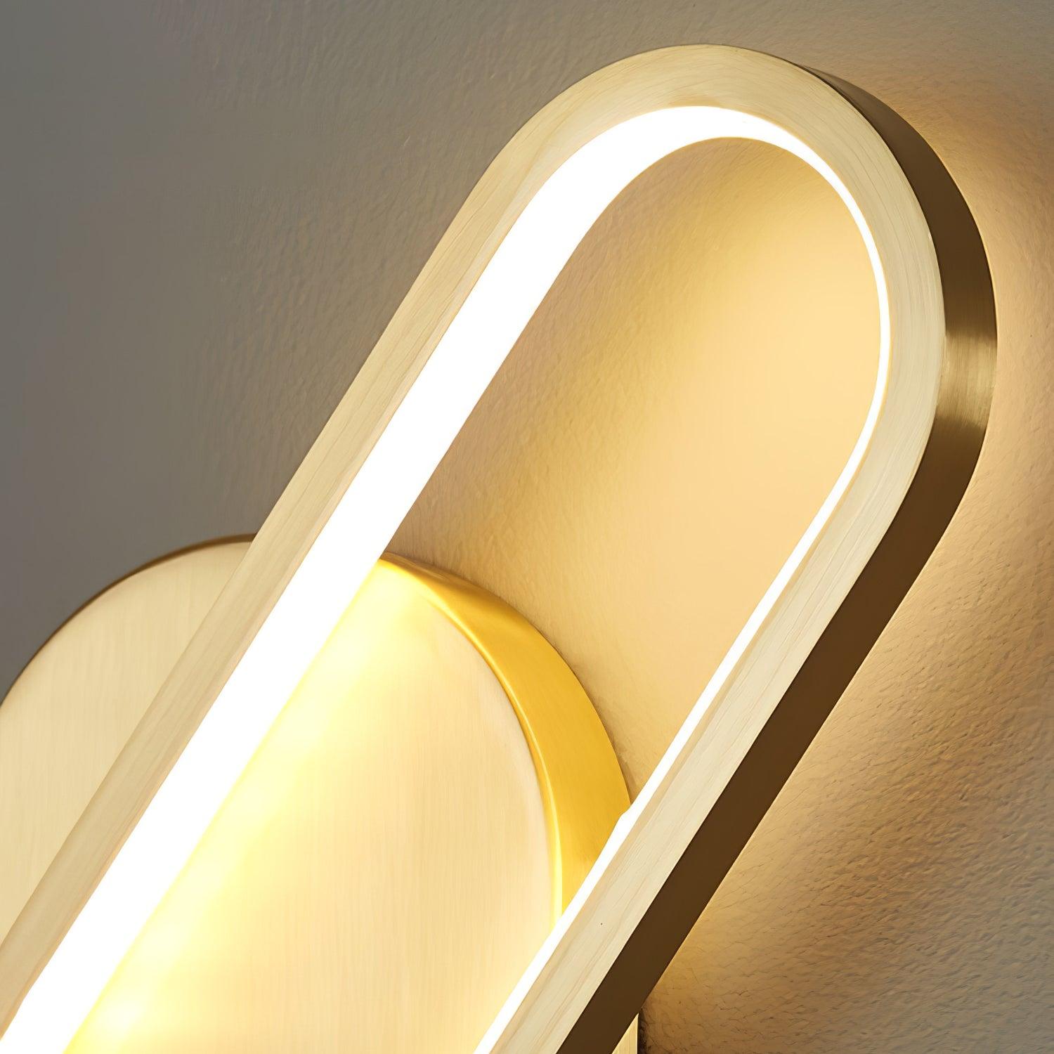 Modern Brass LED Oval Wall Sconce Set for Luxury Indoor Lighting Decor