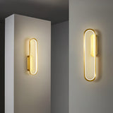 Modern Brass LED Oval Wall Sconce Set for Luxury Indoor Lighting Decor