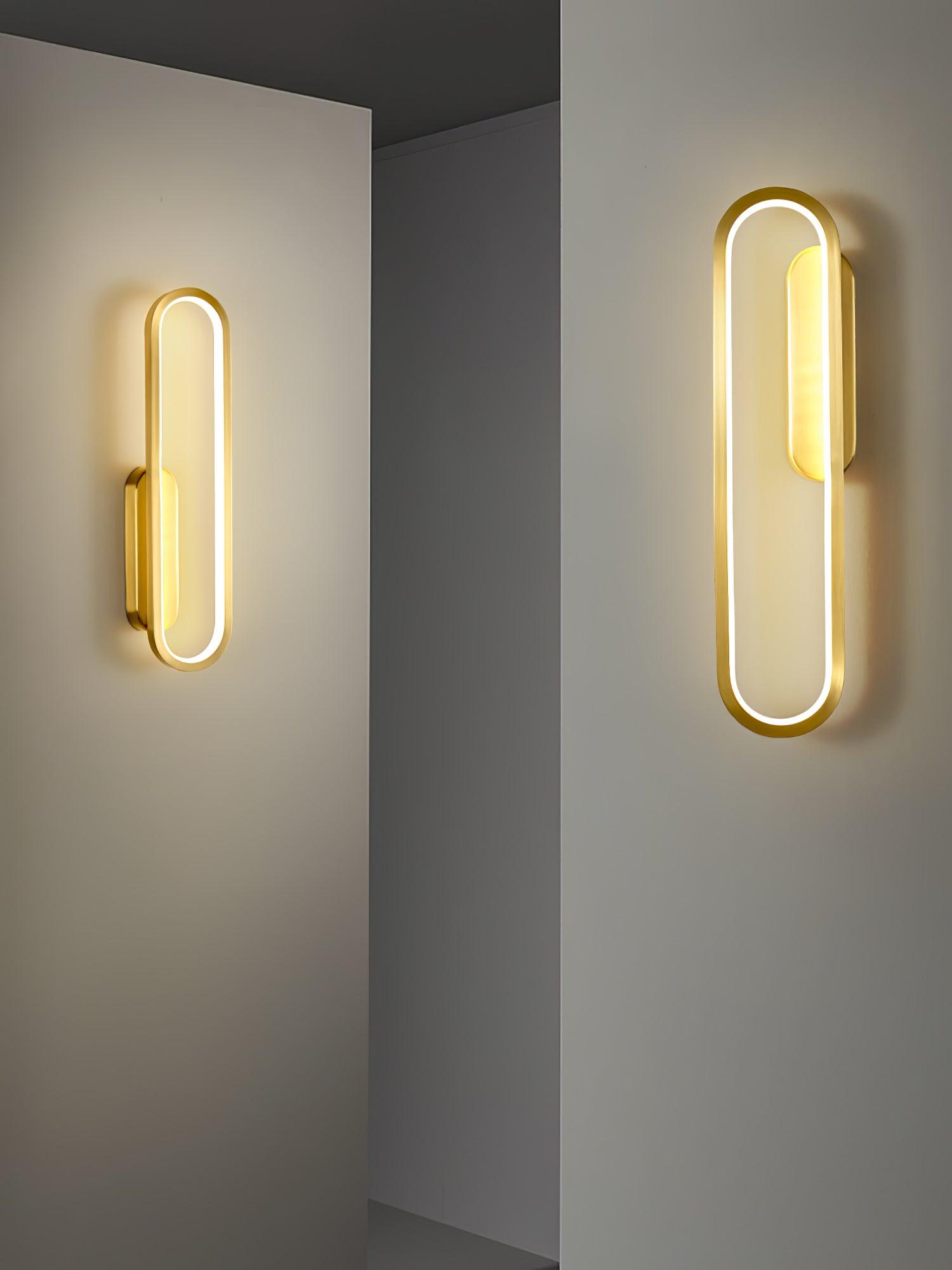 Modern Brass LED Oval Wall Sconce Set for Luxury Indoor Lighting Decor