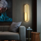Modern Brass LED Oval Wall Sconce Set for Luxury Indoor Lighting Decor