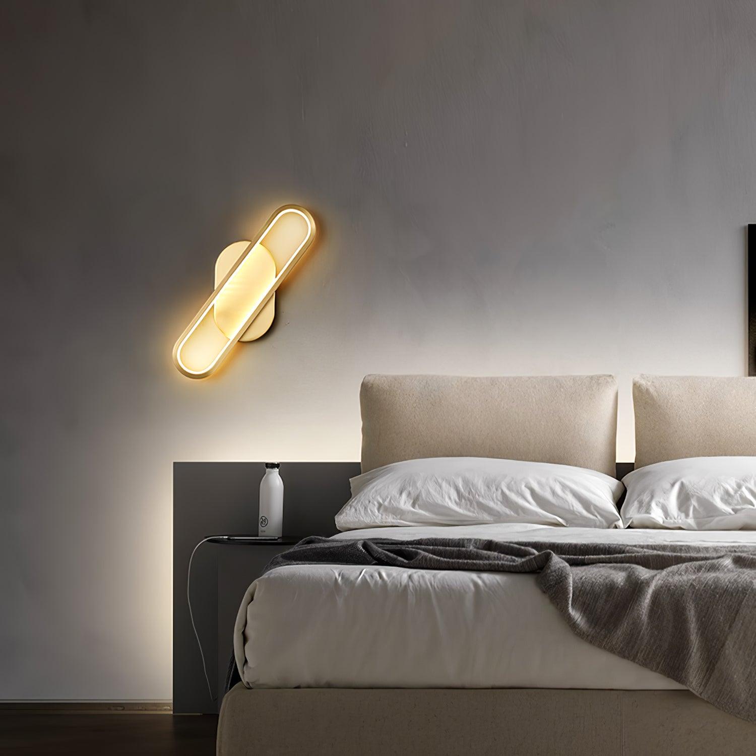 Modern Brass LED Oval Wall Sconce Set for Luxury Indoor Lighting Decor