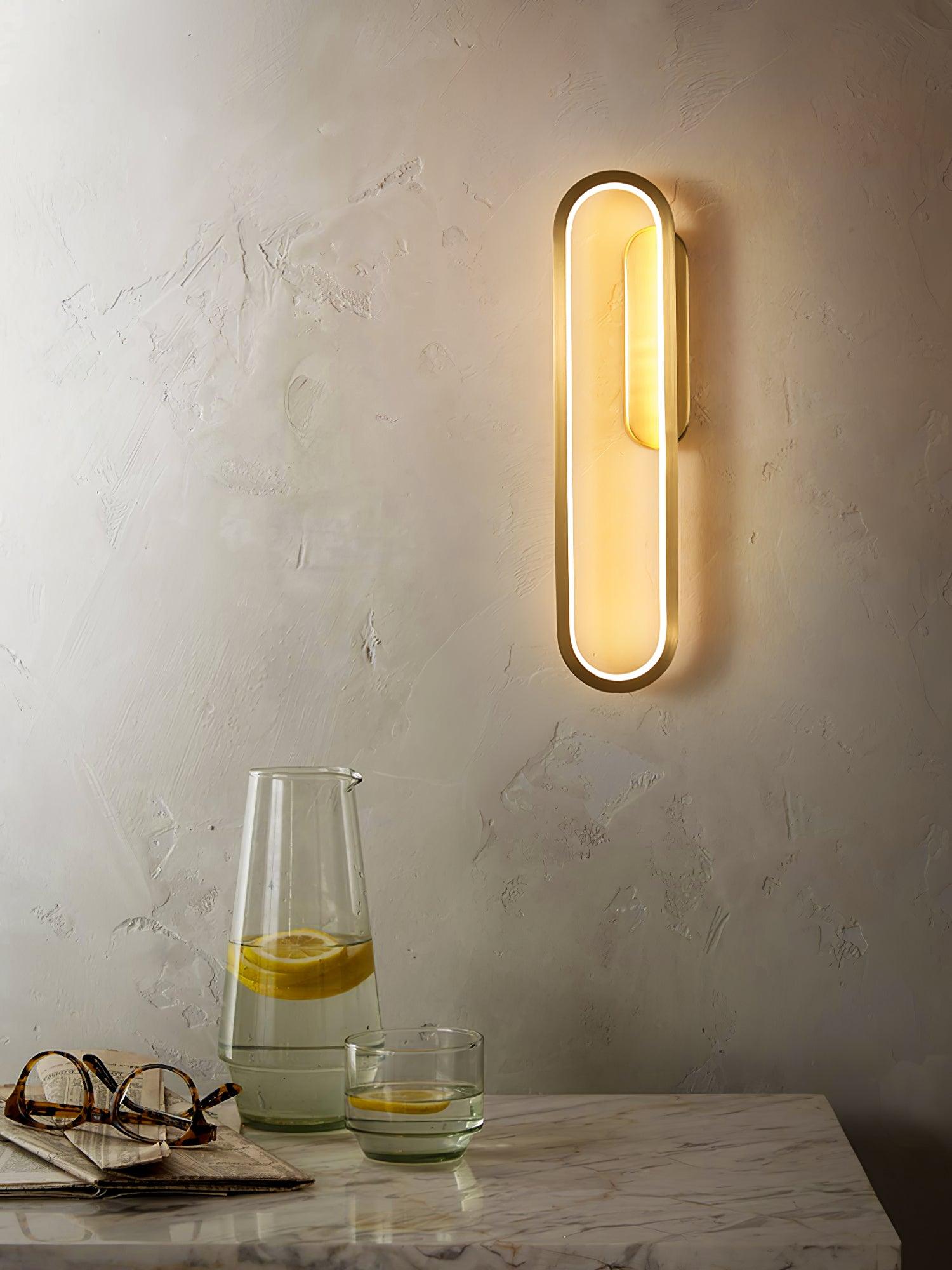Modern Brass LED Oval Wall Sconce Set for Luxury Indoor Lighting Decor