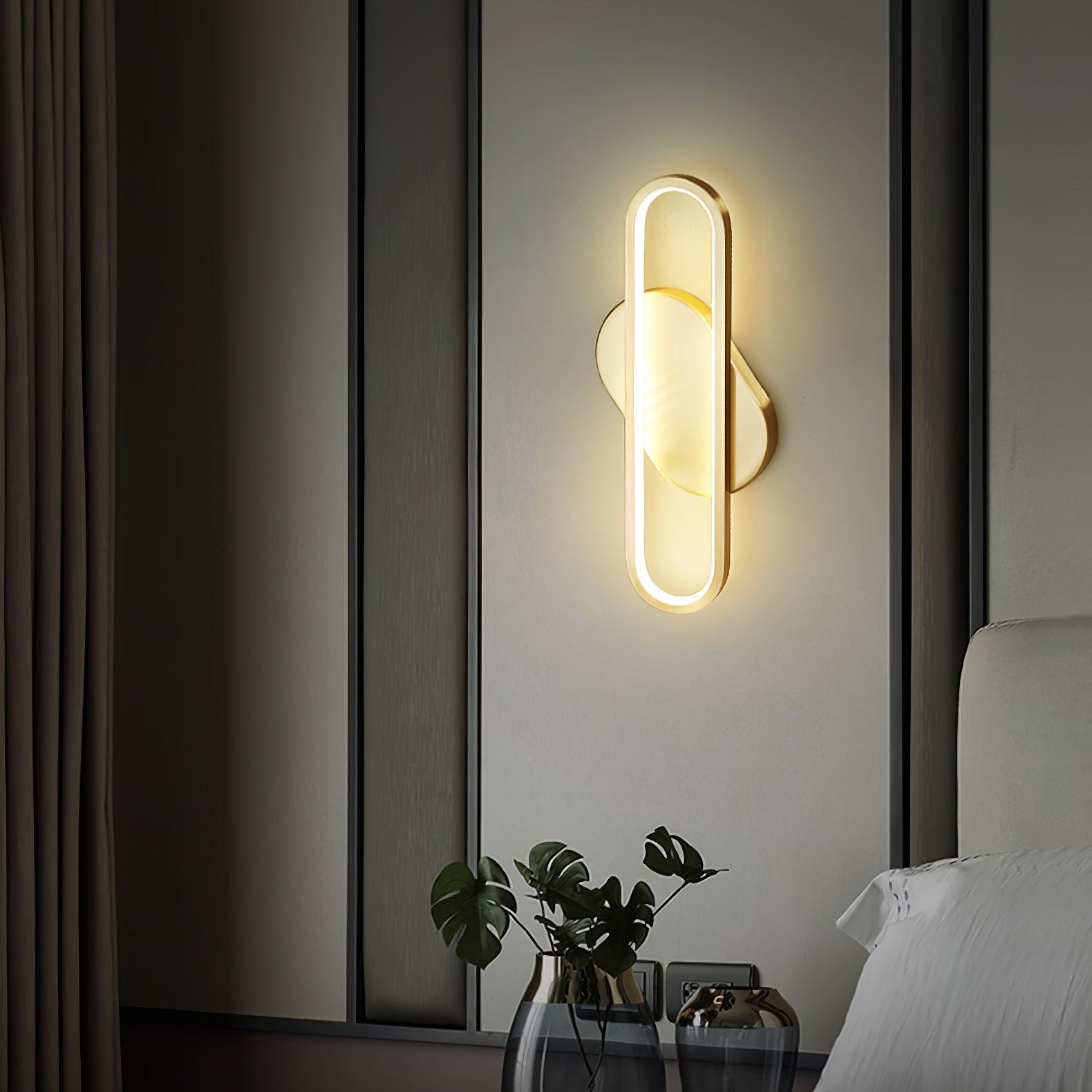 Modern Brass LED Oval Wall Sconce Set for Luxury Indoor Lighting Decor
