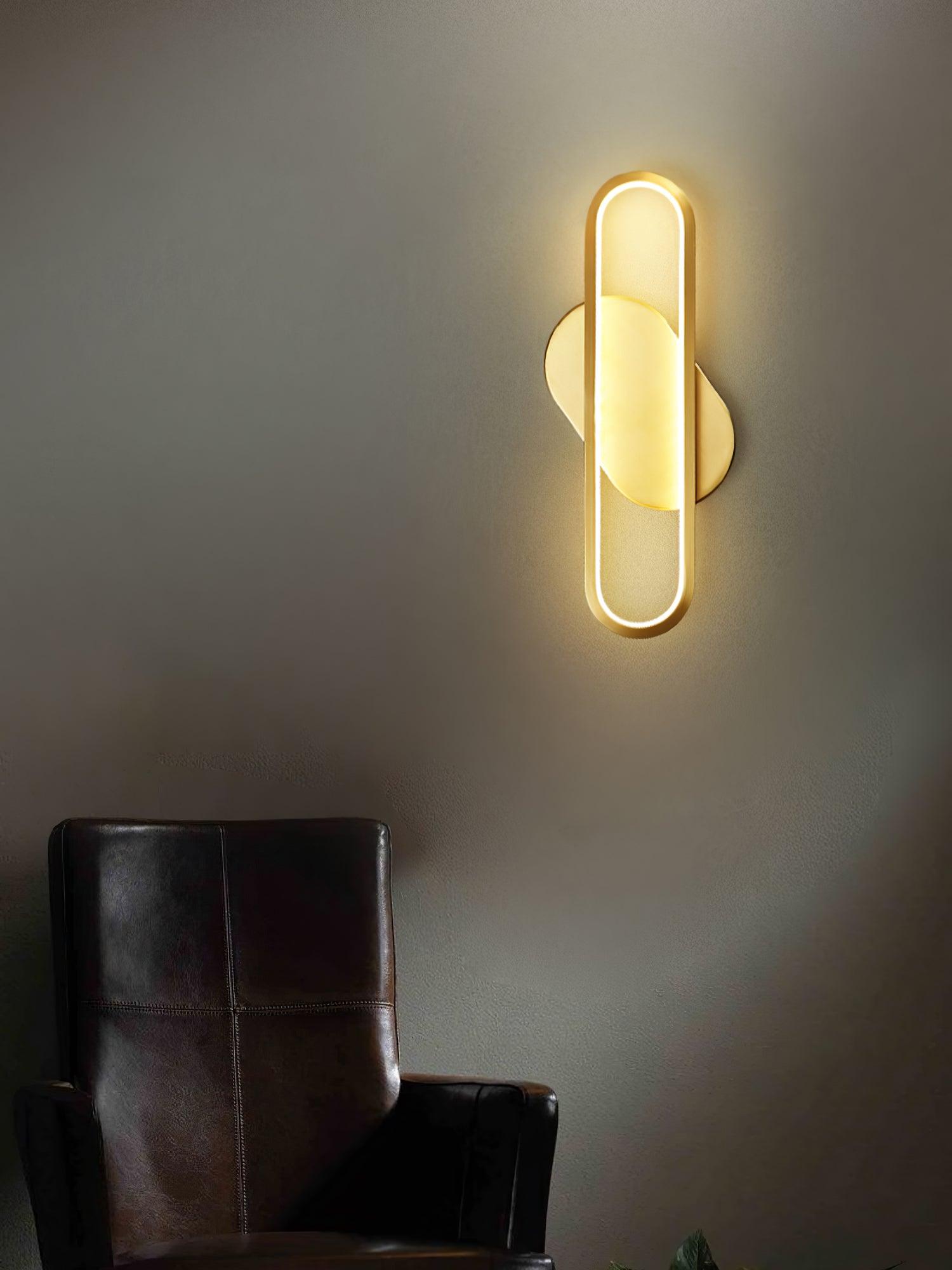Modern Brass LED Oval Wall Sconce Set for Luxury Indoor Lighting Decor