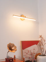 Modern Brass LED Vanity Light Set of 2 Minimalist Bathroom Wall Sconce Linear Mirror Lamp