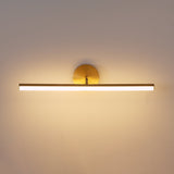 Modern Brass LED Vanity Light Set of 2 Minimalist Bathroom Wall Sconce Linear Mirror Lamp