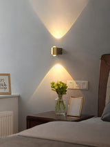 Modern Brass LED Wall Lamp with Glass Shade and Integrated Halo Light Effect