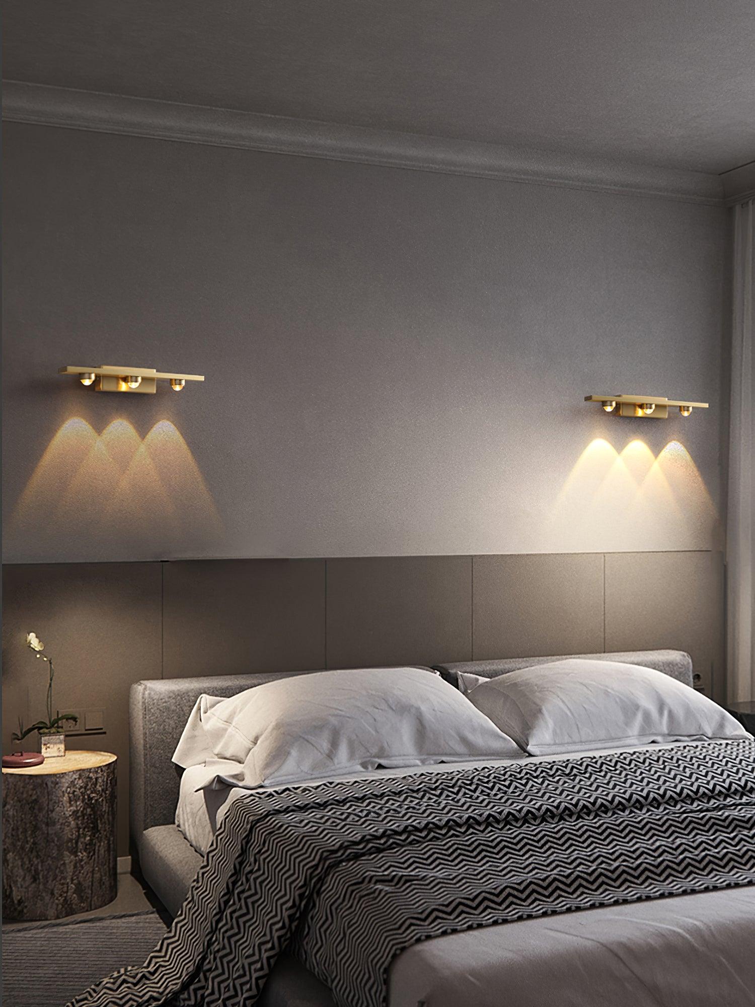 Modern Brass LED Wall Lamp with Glass Shade and Integrated Halo Light Effect