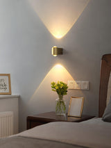 Modern Brass LED Wall Lamp with Glass Shade and Integrated Halo Light Effect