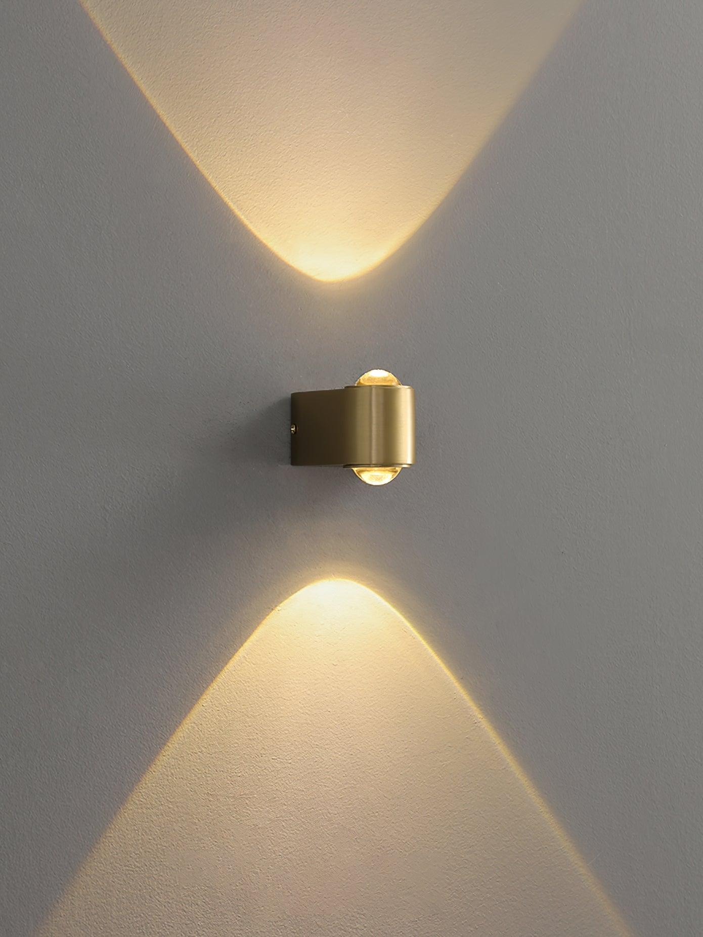 Modern Brass LED Wall Lamp with Glass Shade and Integrated Halo Light Effect