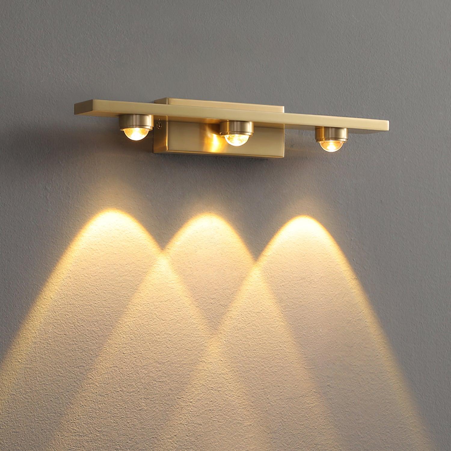 Modern Brass LED Wall Lamp with Glass Shade and Integrated Halo Light Effect