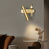 Modern Brass LED Wall Spotlight Adjustable Slim Copper Sconce Lighting