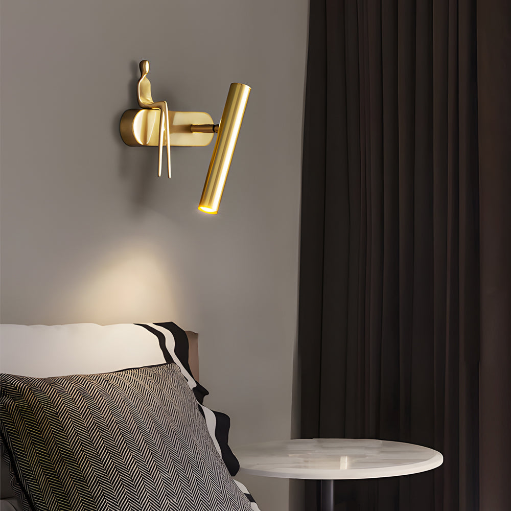 Modern Brass LED Wall Spotlight Adjustable Slim Copper Sconce Lighting
