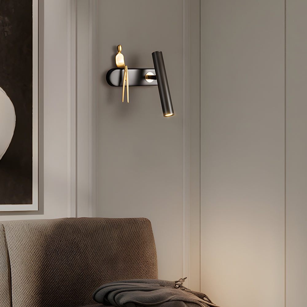 Modern Brass LED Wall Spotlight Adjustable Slim Copper Sconce Lighting