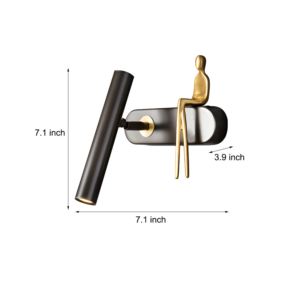 Modern Brass LED Wall Spotlight Adjustable Slim Copper Sconce Lighting