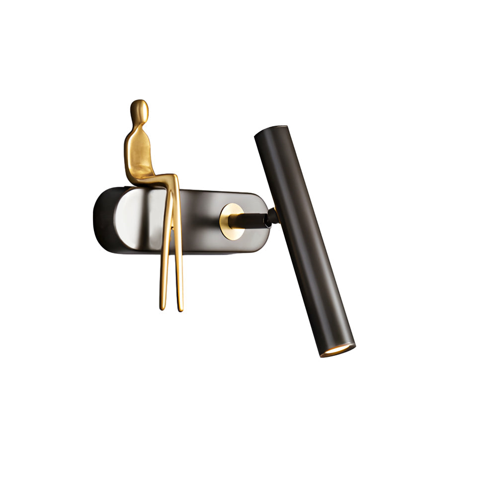 Modern Brass LED Wall Spotlight Adjustable Slim Copper Sconce Lighting