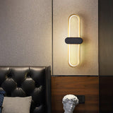 Modern Brass Oval LED Wall Sconce Minimalist Silicone Shade Indoor Light Fixture