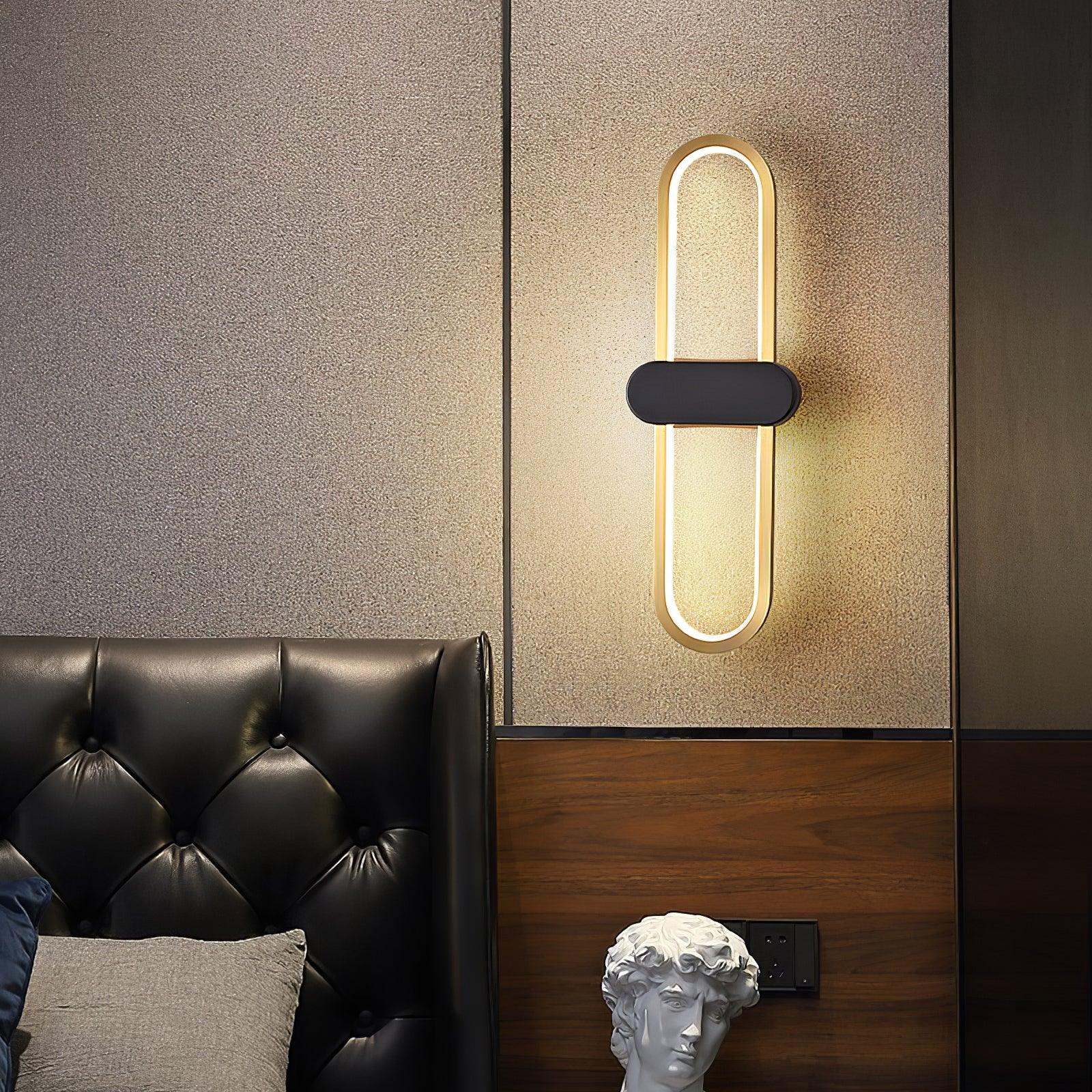 Modern Brass Oval LED Wall Sconce Minimalist Silicone Shade Indoor Light Fixture
