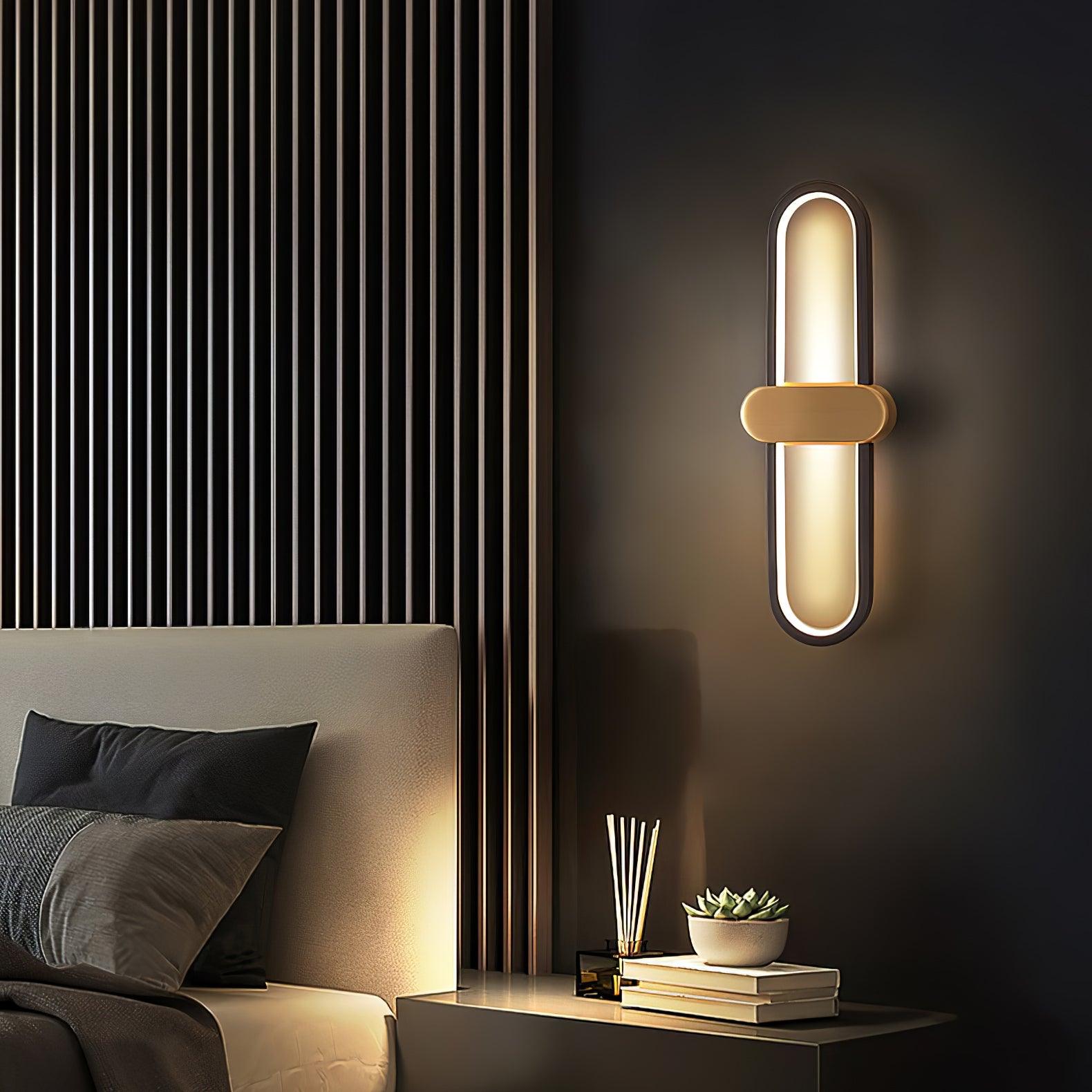 Modern Brass Oval LED Wall Sconce Minimalist Silicone Shade Indoor Light Fixture