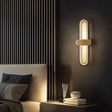 Modern Brass Oval LED Wall Sconce Minimalist Silicone Shade Indoor Light Fixture
