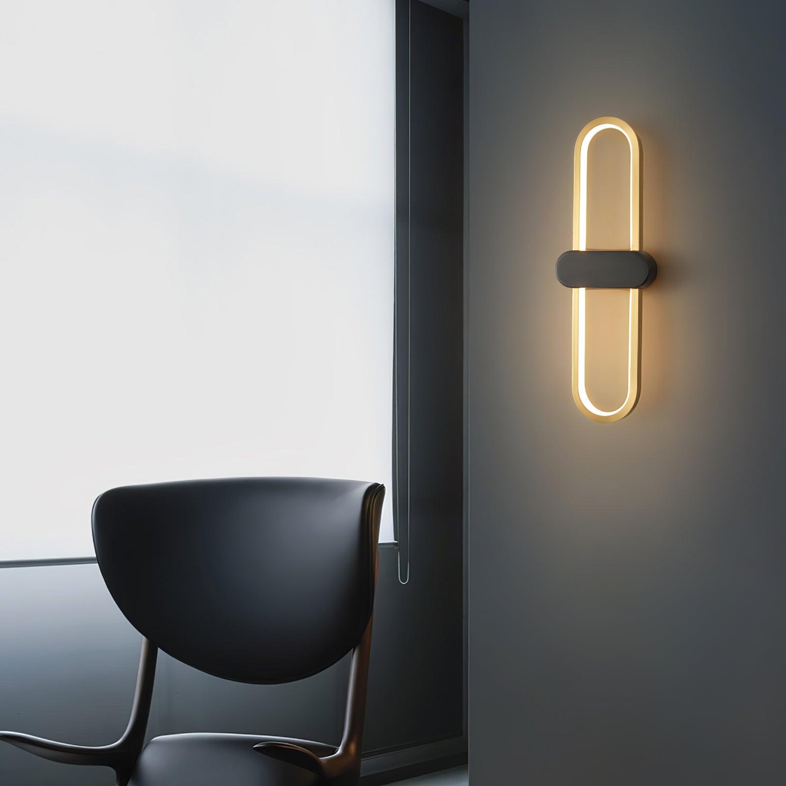 Modern Brass Oval LED Wall Sconce Minimalist Silicone Shade Indoor Light Fixture